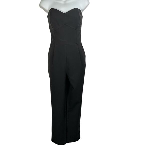 Adelyn Rae Sweet Heart Strapless Jump Suit Size Small Black Back Zipper Pockets - Picture 4 of 14